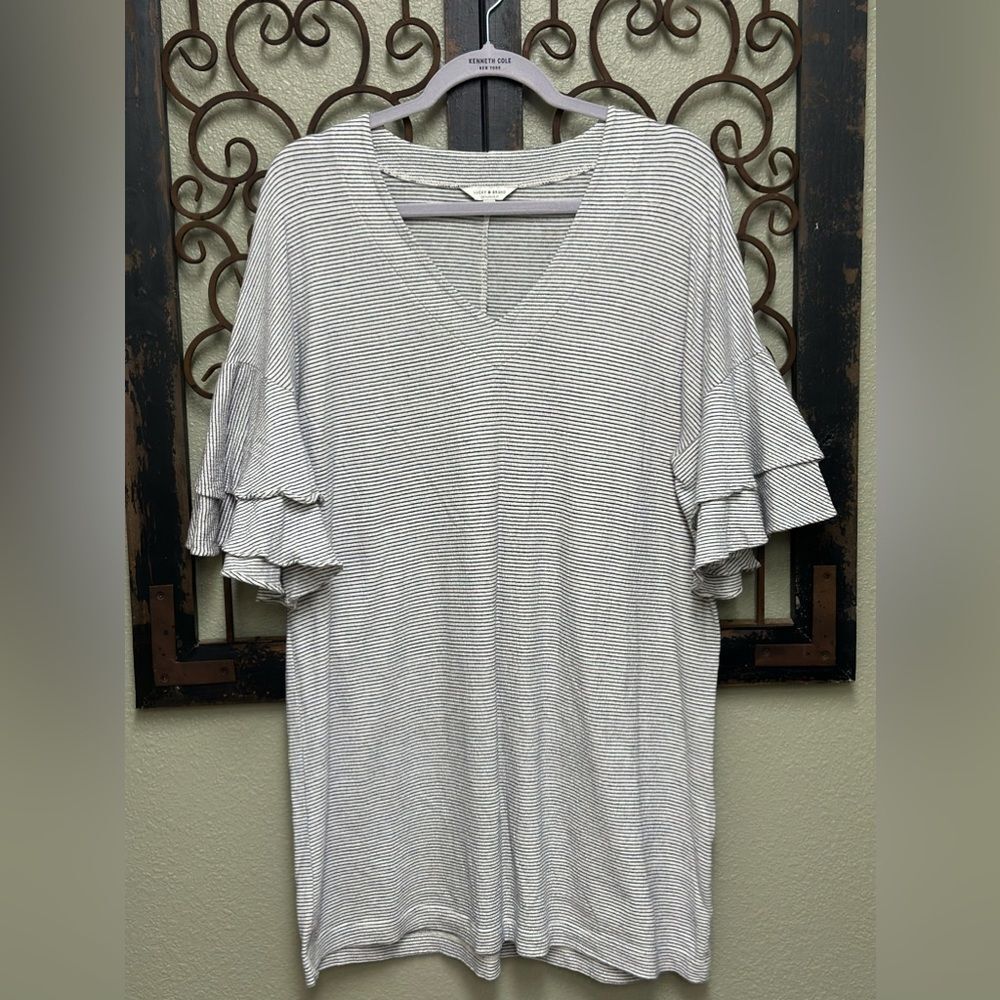 Lucky Brand short ruffle sleeve striped mini dress